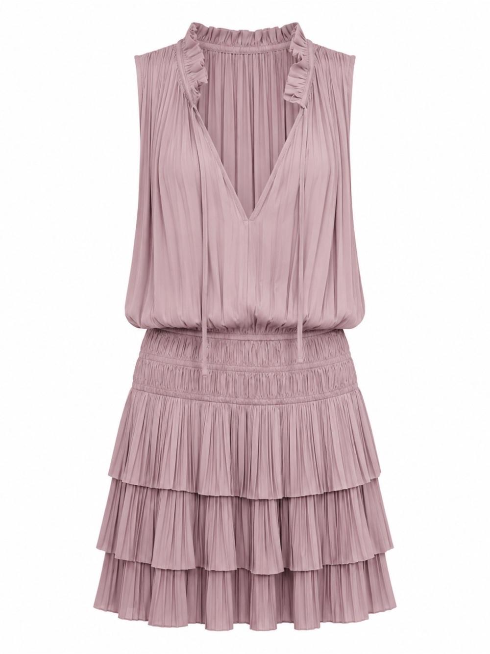 Anthropologie Drop Waist Pleated Mini Dress Blush Pink‎ Coquette Romantic Large